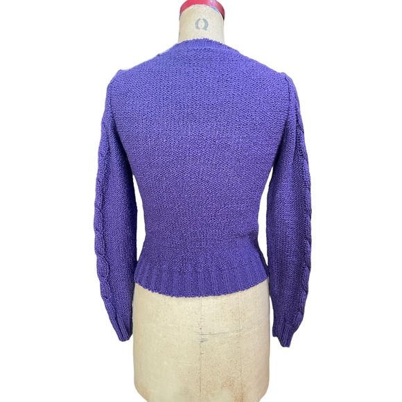 Vintage Marisa Christina Crewneck Pullover Cable Knit Sweater Purple Small - Picture 4 of 6